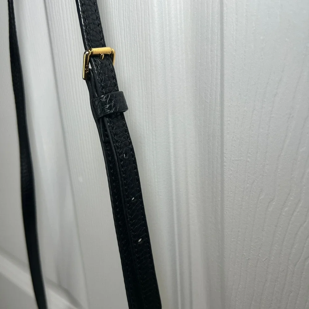 Lauren Ralph Lauren Black Faux‎ Leather Crossbody Bag Small Gold Hardware